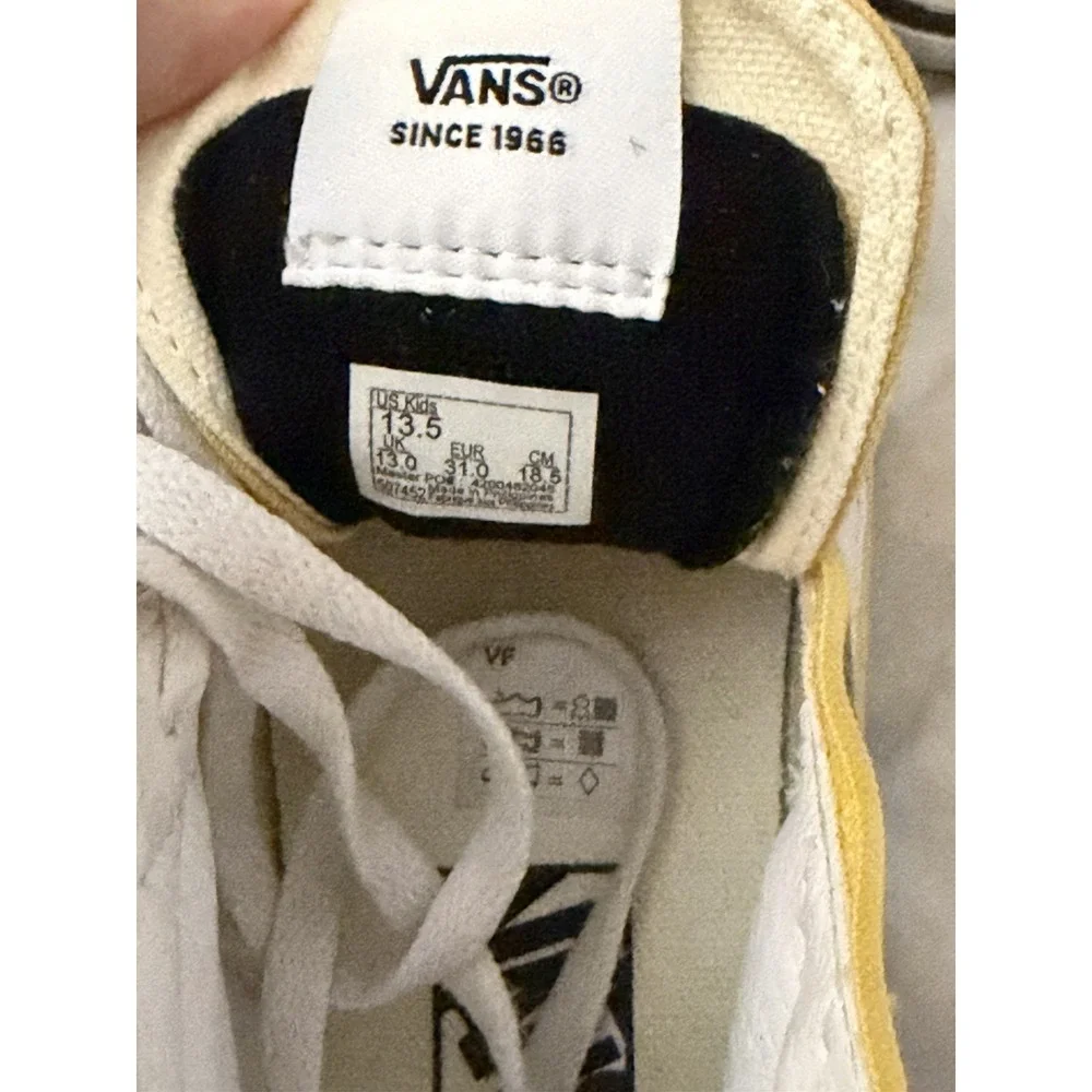 Vans Sk8 Hi Zip Shoes Youth Sz 13.5 High Top Skate Sneakers Yellow Classic Suede